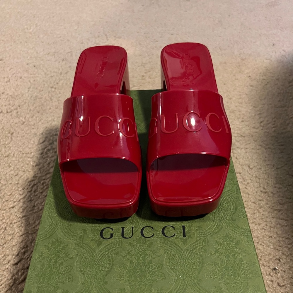 Red Gucci Clogs